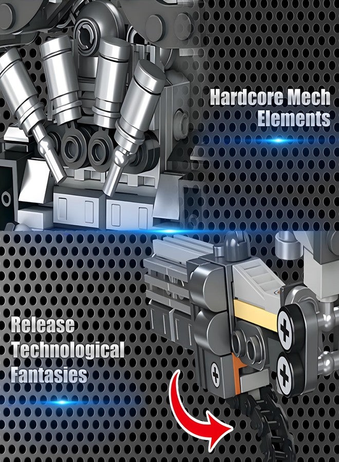 HIGH GODO مجموعة مكعبات بناء HIGH GODO Black Empire Mech للبالغين، لعبة بناء روبوت بمحرك مع أسلحة متعددة، هدايا تذكارية قابلة للتحصيل على طراز درع القتال لمحبيها من الرجال والمراهقين من سن 14 عامًا فما فوق (684 قطعة) - Image 3